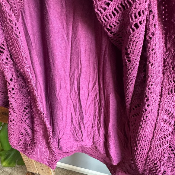 Maeve Anthropologie Purple Crochet Balloon Sleeve Boho Beach Festival Dress Sz M - Picture 9 of 10